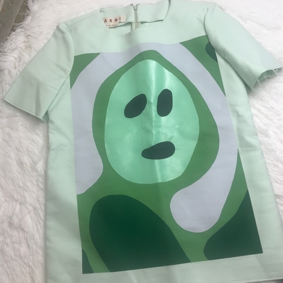 Marni Tops - MARNI Pale Mint Green Abstract Paint Zip Up Top